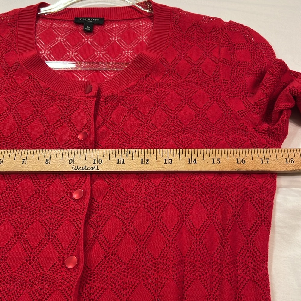 Talbots Size Sp Red Button Down Short Sleeve Card… - image 7